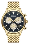 Movado Heritage Series Yellow Gold Stainless Steel Calendoplan Chronograph Watch In Gold/ Blue