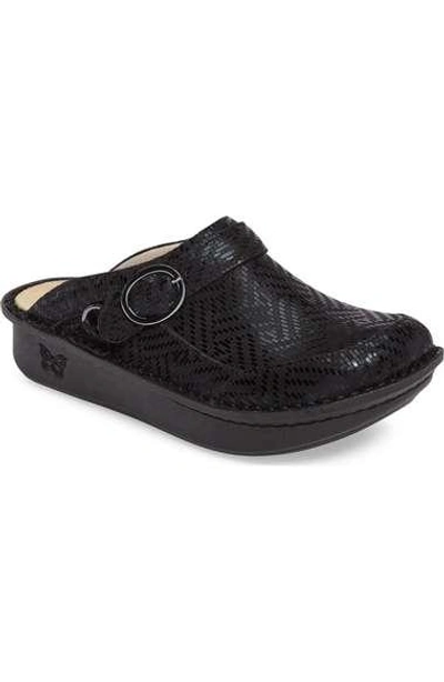 A.w.a.k.e. Seville Water Resistant Clog In Black Dazzler Leather
