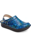 A.w.a.k.e. Seville Water Resistant Clog In Honeycomb Blues Leather