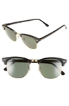 RAY BAN CLASSIC CLUBMASTER 51MM SUNGLASSES - BLACK/ GREEN,RB301651-XM