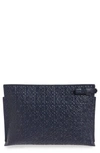 LOEWE LARGE LOGO EMBOSSED CALFSKIN LEATHER POUCH,107.55.K05
