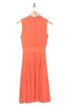 Nanette Nanette Footwr Nanette Nanette Lepore Solid Pleated Dress In Vivid Coral