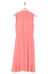 Nanette Lepore Smocked Mock Neck Midi Dress In Pink