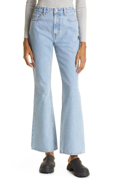 Ganni Blue Betzy Bootcut Jeans In 564 Light Blue Stone