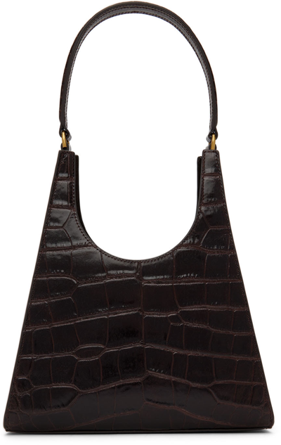 Staud Rey Croc-embossed Leather Shoulder Bag In Brown