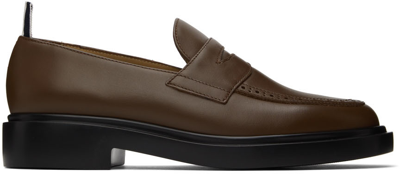 Thom Browne Brown Penny Loafers In 210 Brown