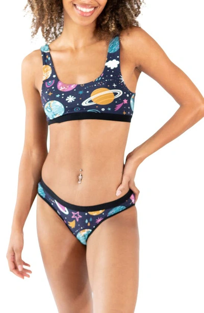 Warriors And Scholars Space Cadet Bralette & Bikini Brief Set In Planets