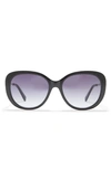 Kenneth Cole 56mm Cat Eye Sunglasses In Shiny Black / Gradient Blue