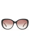 Kenneth Cole 56mm Cat Eye Sunglasses In Black/ Other / Gradient Brown