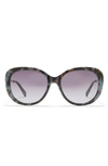 Kenneth Cole 56mm Cat Eye Sunglasses In Coloured Havana / Smoke