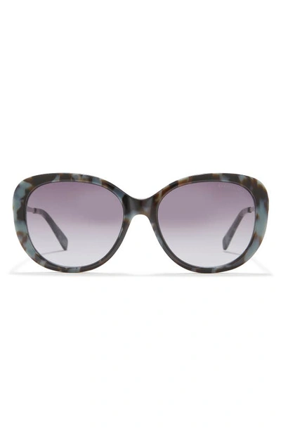Kenneth Cole 56mm Cat Eye Sunglasses In Coloured Havana / Smoke