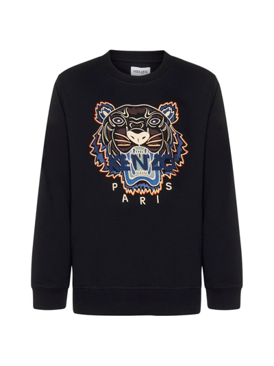 Kenzo Organic Cotton Sweatshirt With Tiger Embroidery In Black