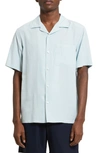 Theory Noll Short Sleeve Button-up Camp Shirt In Stratus