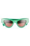 Le Specs Fanplastico 50mm Small Cat Eye Sunglasses In Parakeet Green