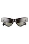 Le Specs Fanplastico 50mm Small Cat Eye Sunglasses In Black