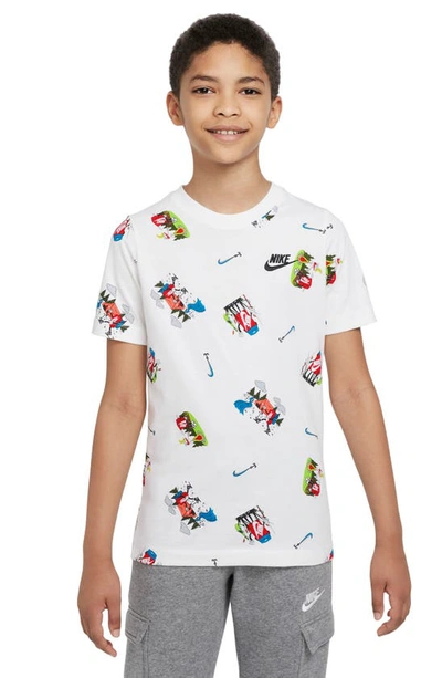 Nike Kids' Sportswear Cotton Graphic Tee In White