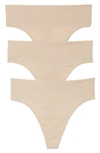 Natori Bliss Flex Thongs, Set Of 3 In Cafe