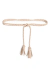 Ada Fringe Soga Leather Belt In Meringue