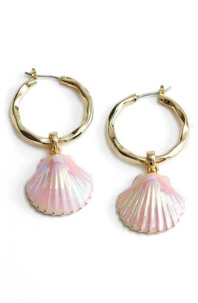 & Other Stories Shell Charm Hoop Earrings In Gold/ Shell