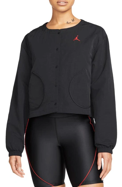 Jordan Essentials Flight Jacket In Black/ Gym Red