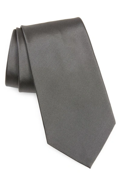 Ralph Lauren Peau De Soie Solid Grey Silk Tie