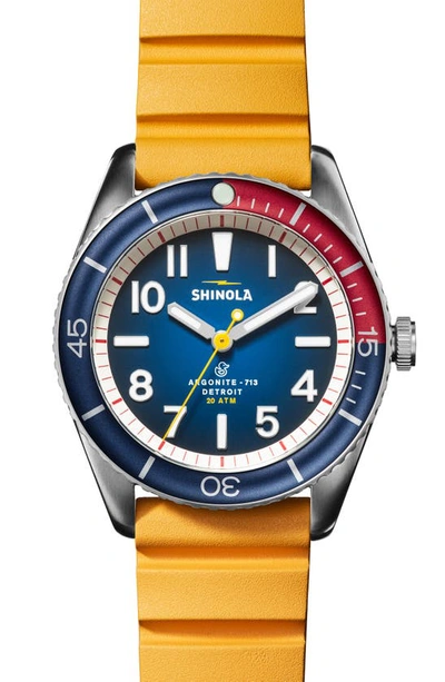 Shinola Duck Degrade Dial Stainless Steel Rubber-strap Watch In Blue
