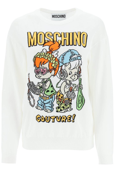 Moschino Patterned Sweater In White