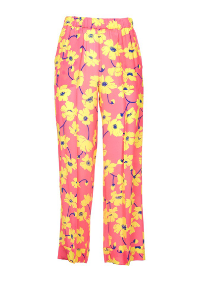 P.a.r.o.s.h . Floral Printed Cropped Trousers In Yellow