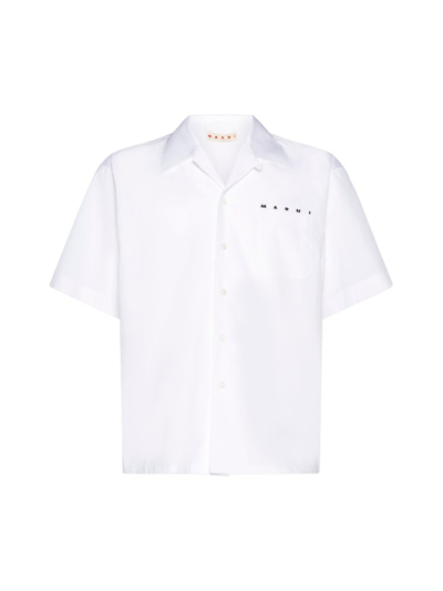 Marni Logo Short-sleeve Shirt In White