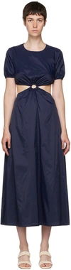 Staud Navy Calypso Midi Dress In Navy