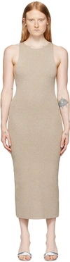 Helmut Lang Tan Ribbon Midi Dress In Tan - E0l
