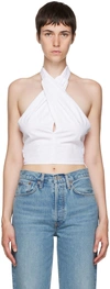 Staud Kai Smocked Cotton Crop Top In White