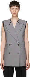 Alexander Mcqueen Peak Lapels Double-breasted Vest In 1087 Mid Grey Melang