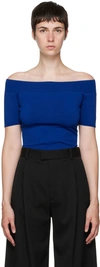 Alexander Mcqueen Blue Off-the-shoulder T-shirt In Ultramarine