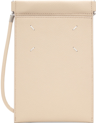 Maison Margiela Beige Leather Phone Pouch In T2086 Cachemire