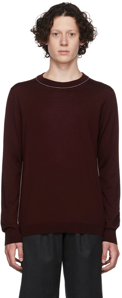 Maison Margiela Red Wool Sweater In 359f Bordeaux+off Wh