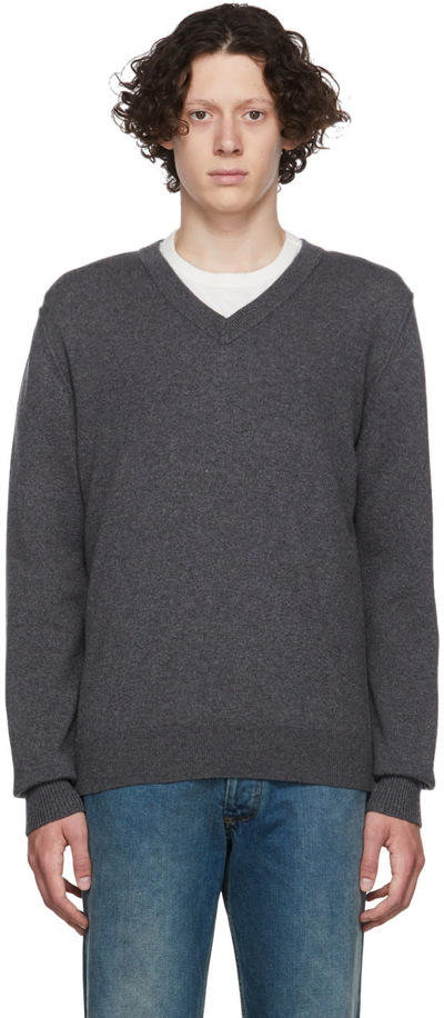 Maison Margiela Grey Cashmere Jumper In Medium Grey Melange