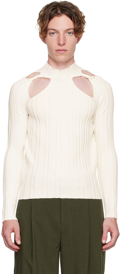 Dion Lee Ssense Exclusive White Collarbone Skivvy Sweater In Ivory