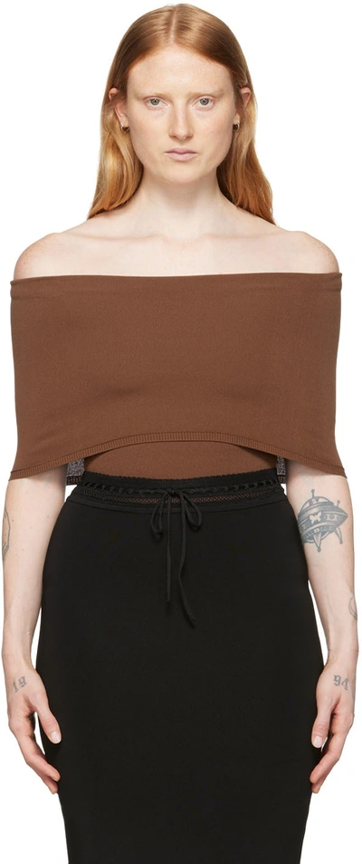 Alaïa Brown Angie Bodysuit In Marron