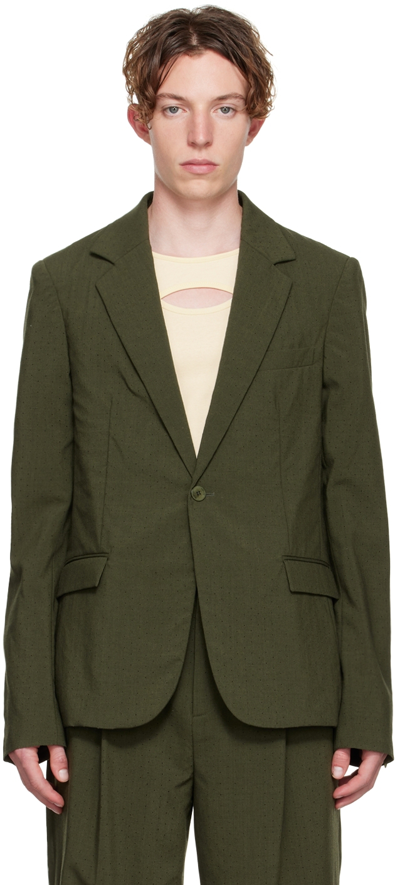 Dion Lee Green Puncture Blazer In Military
