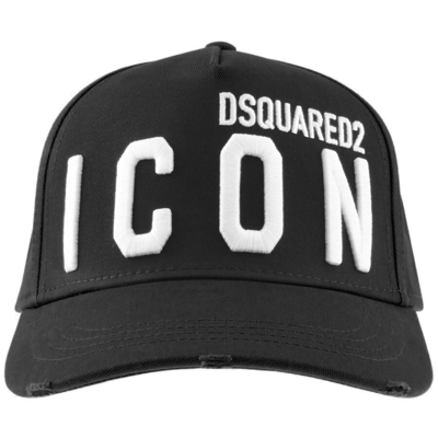 Dsquared2 Icon Embroidery Cotton Gabardine Cap In Black
