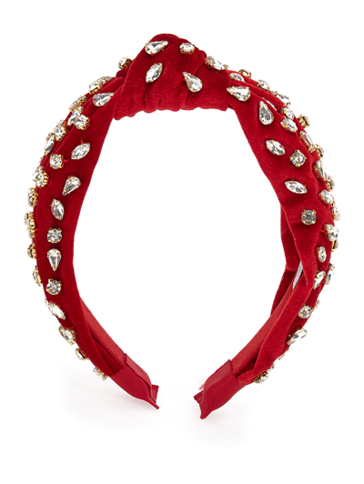 Monnalisa Velvet Headband In Ruby Red