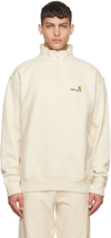 Carhartt Off-white Half Zip American Script Sweatshirt In 05xx Natural