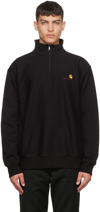 Carhartt American Script Cotton-blend Jersey Half-zip Sweatshirt In Black