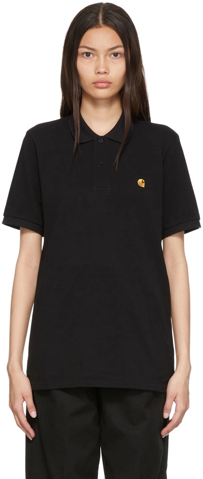 Carhartt Black Chase Polo In Black/gold