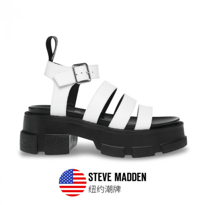 Steve Madden Pioneer Leather Gladiator Sandals In White