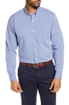 Cutter & Buck Easy Care Stretch Gingham Mens Big And Tall Long Sleeve Dress Shirt In Tour Blue