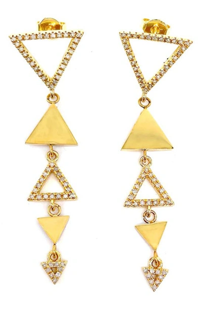 Adornia Fine 14k Yellow Gold Sterling Silver & Diamond Triangle Drop Earrings