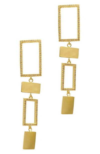 Adornia Fine 14k Gold Plated Sterling Silver & Diamond Rectangle Drop Earrings In Yellow