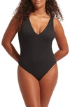 Seafolly Sea Dive Deep V-neck One-piece Swimsuit In Black